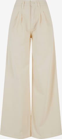 Urban Classics Wide leg Pleat-Front Pants in Beige: front