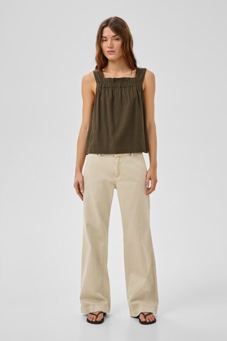 My Essential Wardrobe Wide leg Trousers with creases in Beige: front