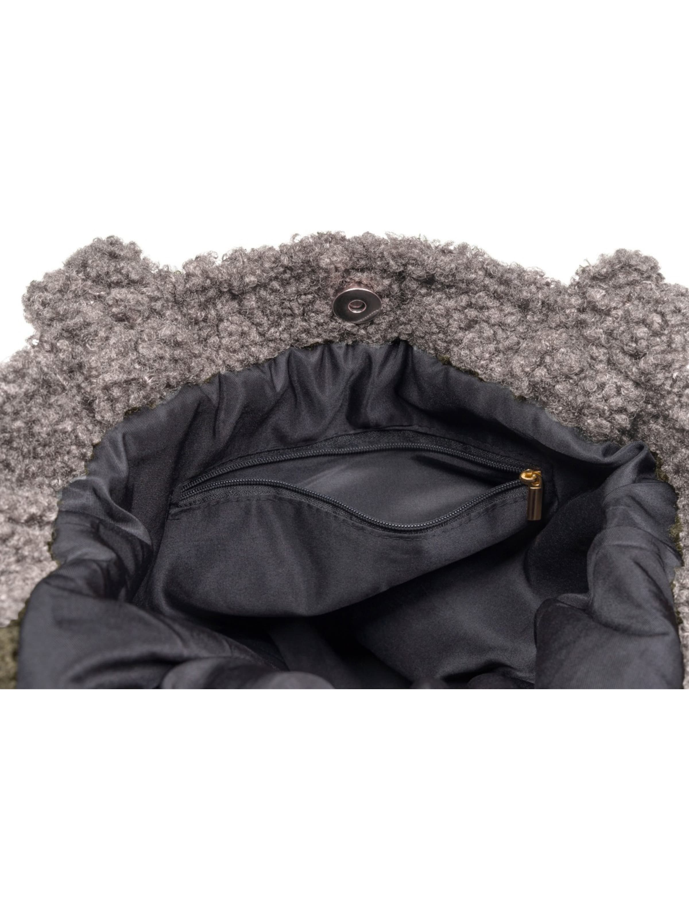 styleBREAKER Shoulder Bag 'Teddyfell Beuteltasche' in Grey