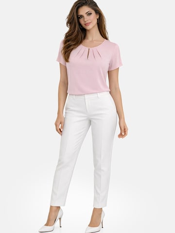 REGINA FASHION Blouse 'Short Sleeve Blouse with Pleated Neckline' in Pink