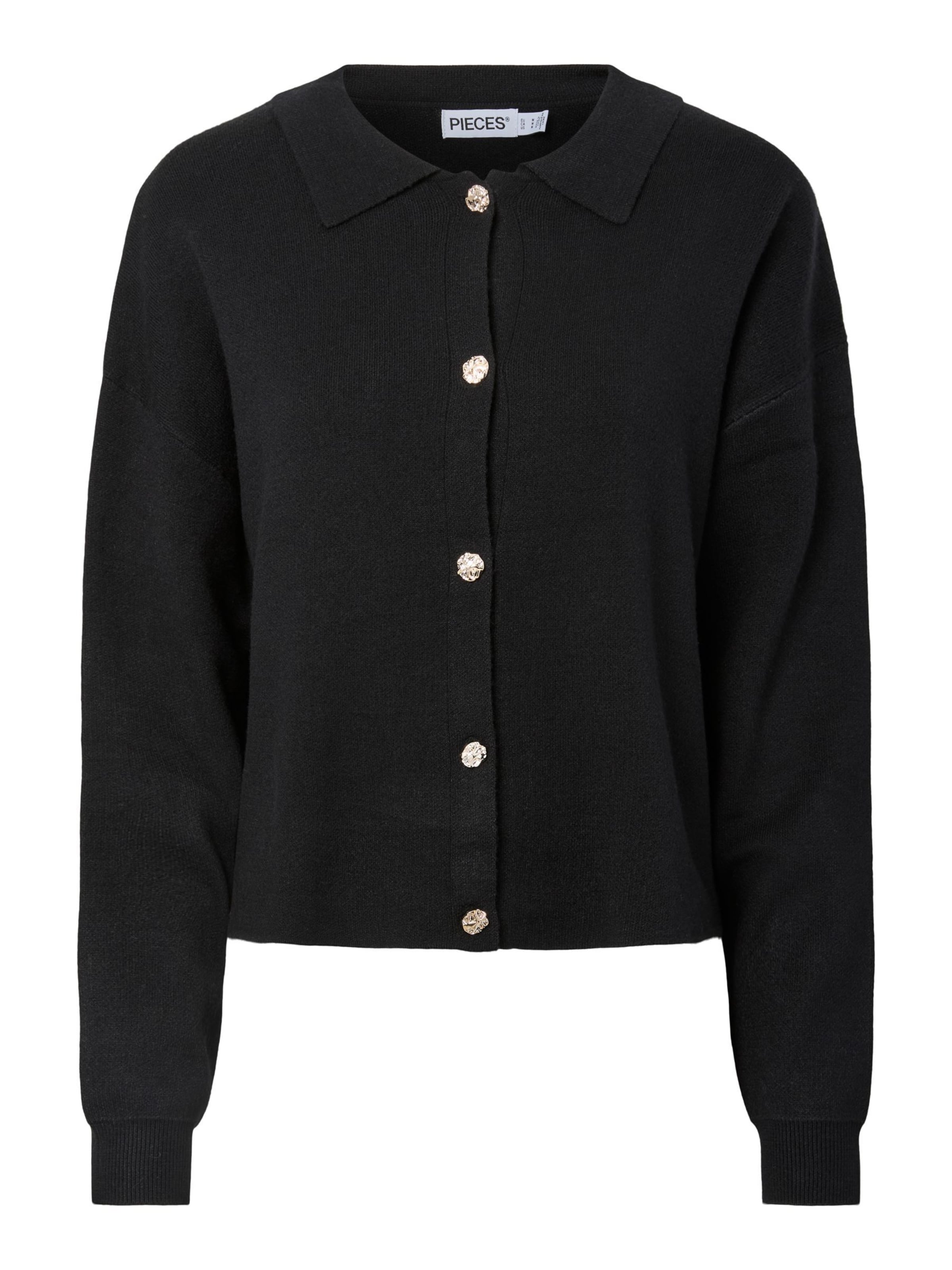 Cardigan 'PCJassy' PIECES en noir : devant
