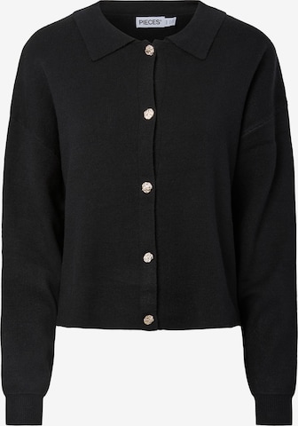 Cardigan 'PCJassy' PIECES en noir : devant