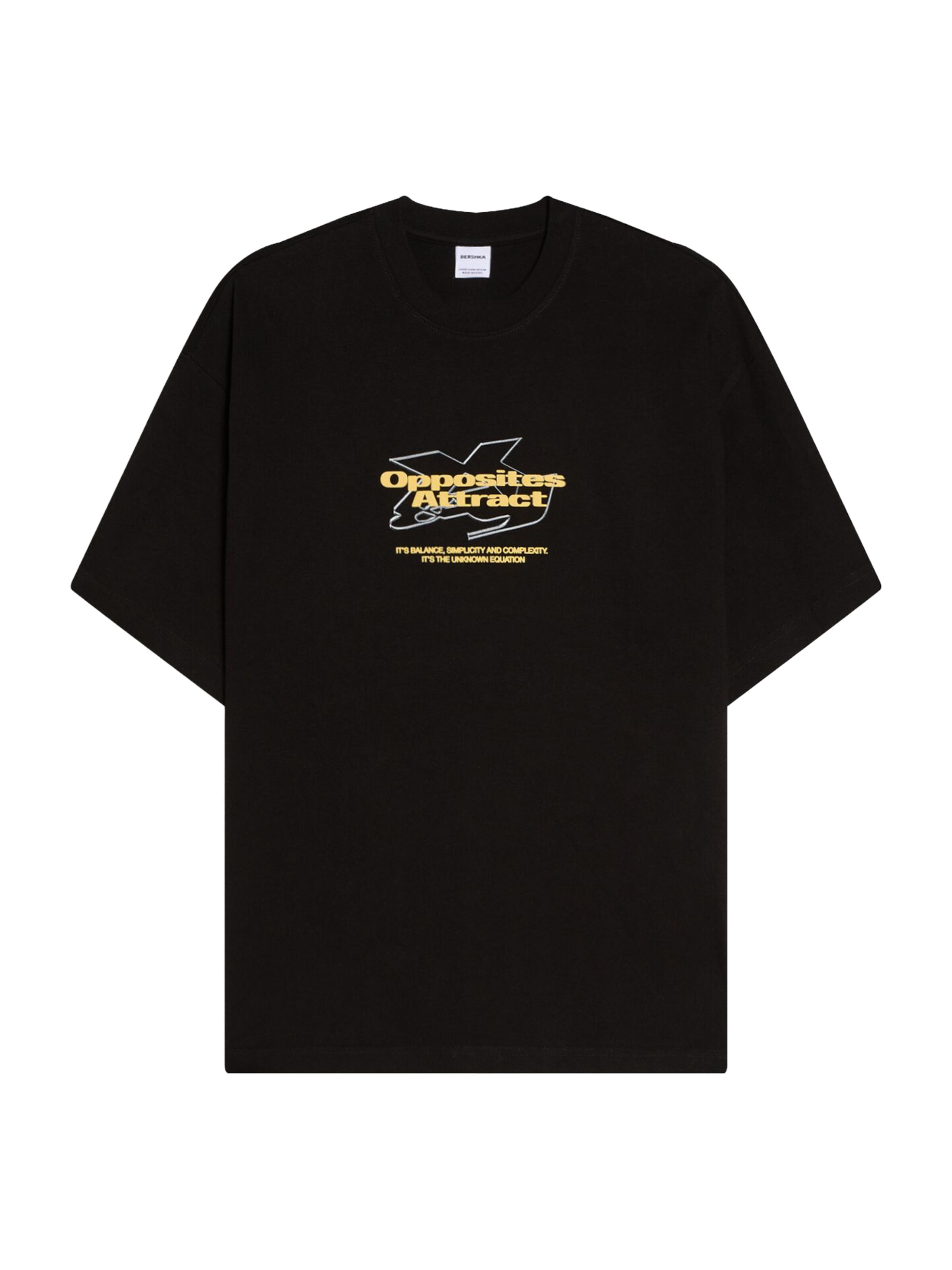 BershkaMajica - crna boja: prednji dio