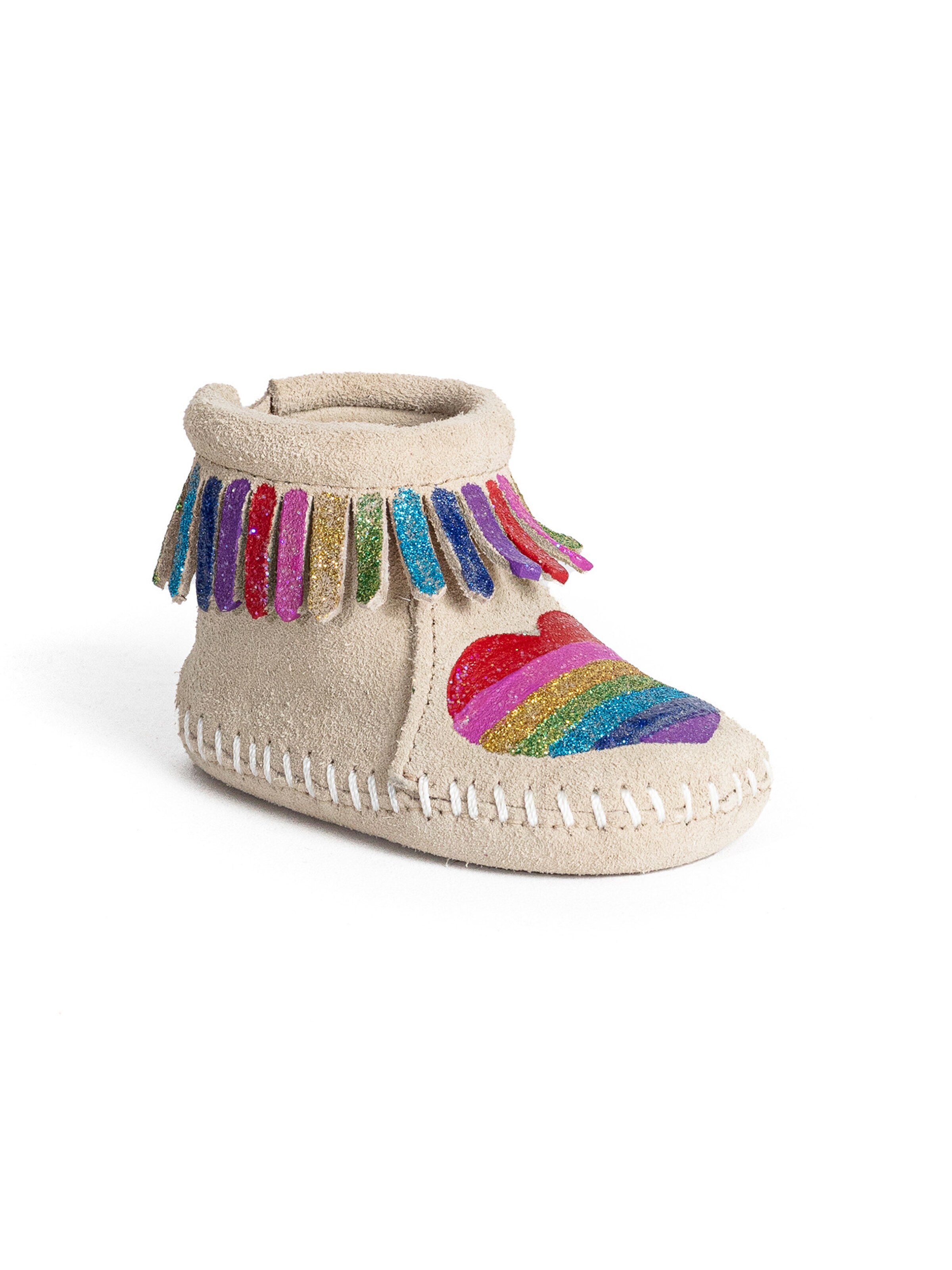 Minnetonka - Bota de neve 'Love one another' em bege