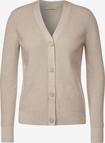 CECIL Knit Cardigan 'Mouliné' in Beige: front