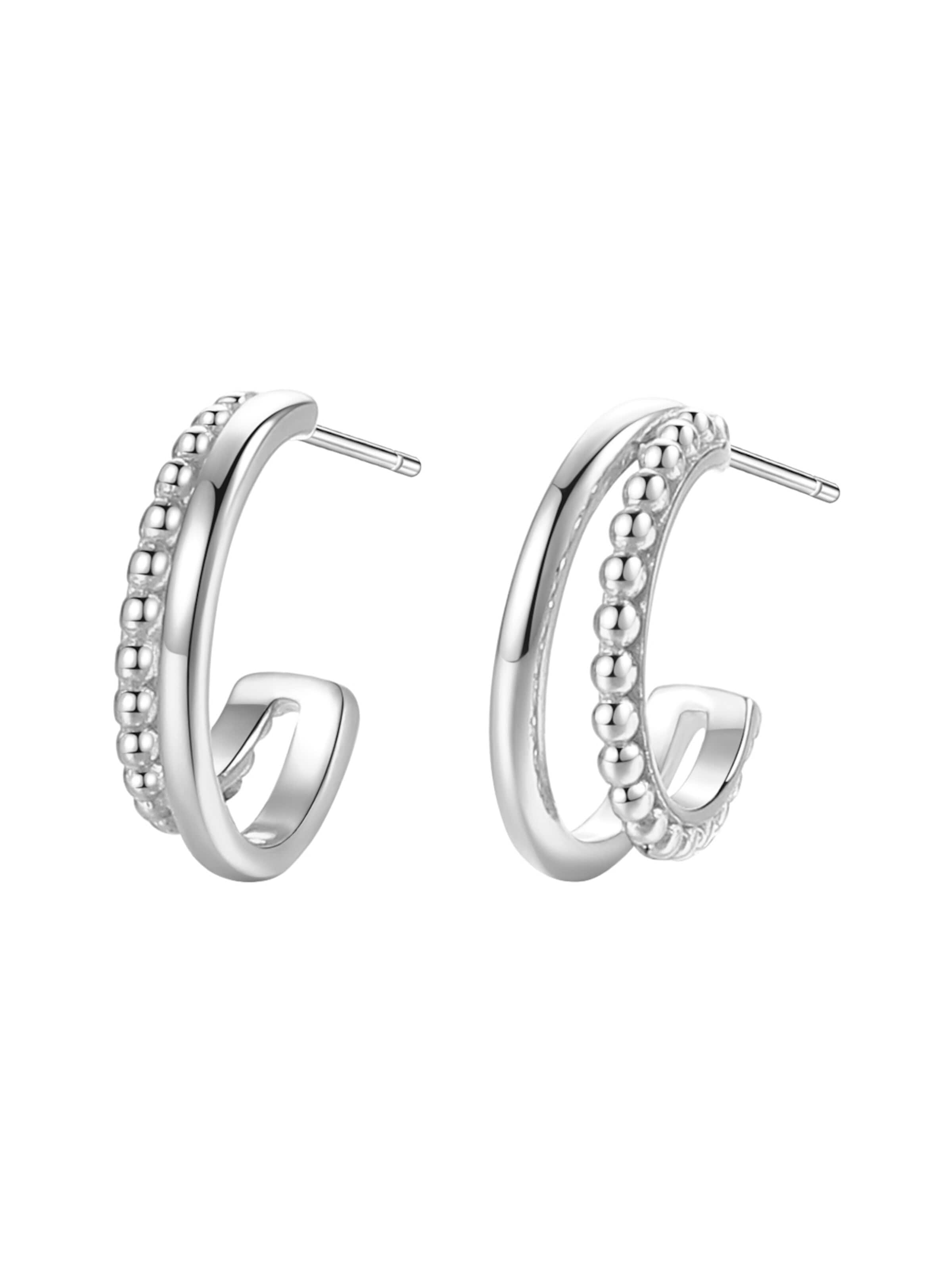 Hey Happiness Earrings 'Beaded Double' in Silver