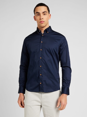 bugatti Slim fit Button Up Shirt in Blue: front