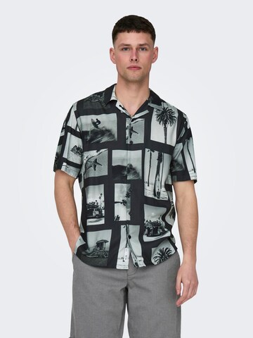 Only & Sons Regular fit Overhemd 'ONSNano' in Zwart: voorkant