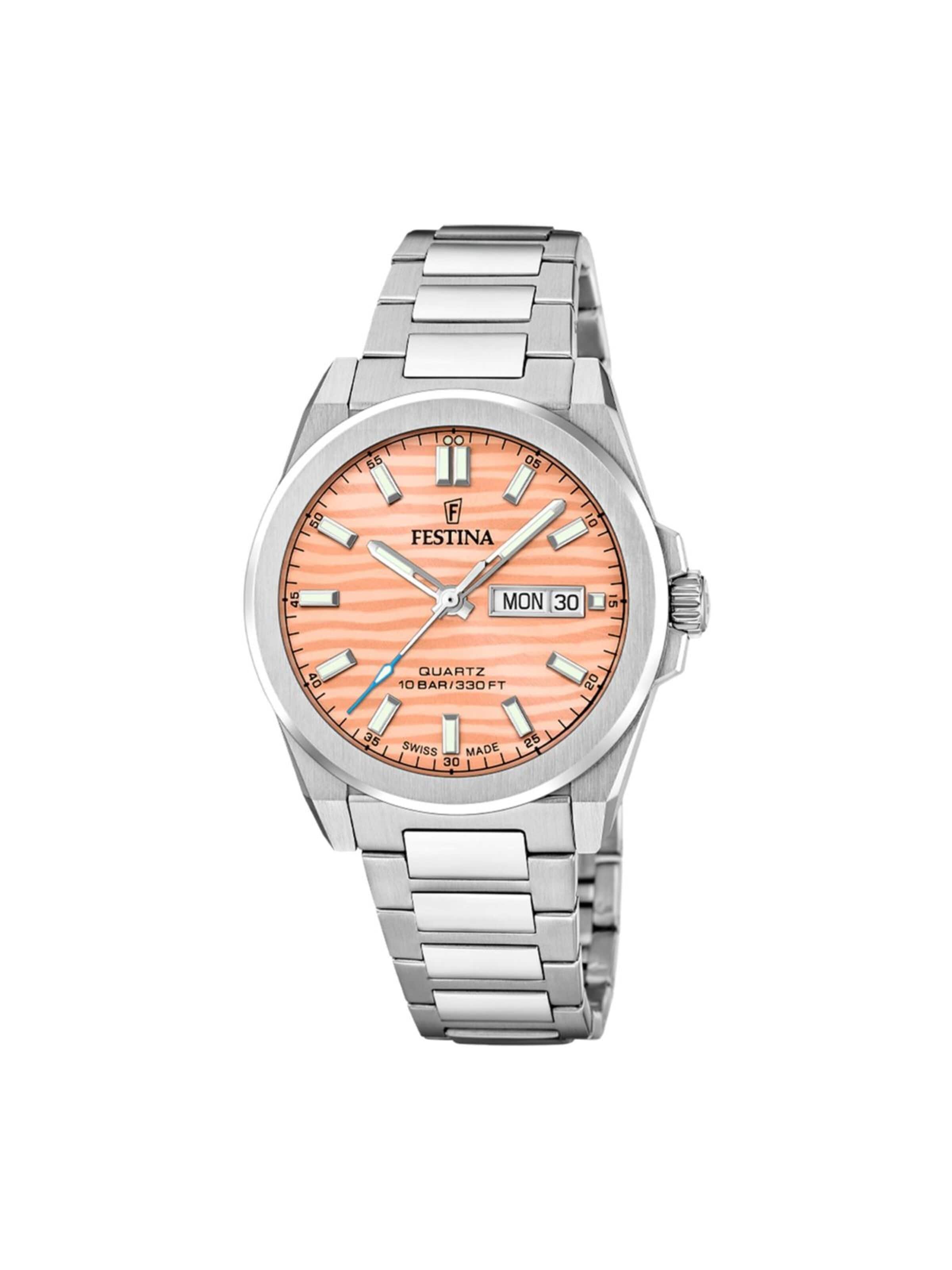 Montre à affichage analogique 'Date watch Classic Steel Swiss Made' FESTINA en marron : devant