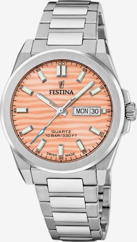 Montre à affichage analogique 'Date watch Classic Steel Swiss Made' FESTINA en marron : devant
