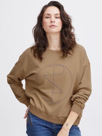 PULZ Jeans Sweatshirt 'MALLIE' in Brown: front