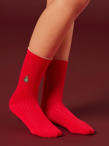 CALZEDONIA Socks 'Christmas' in Red