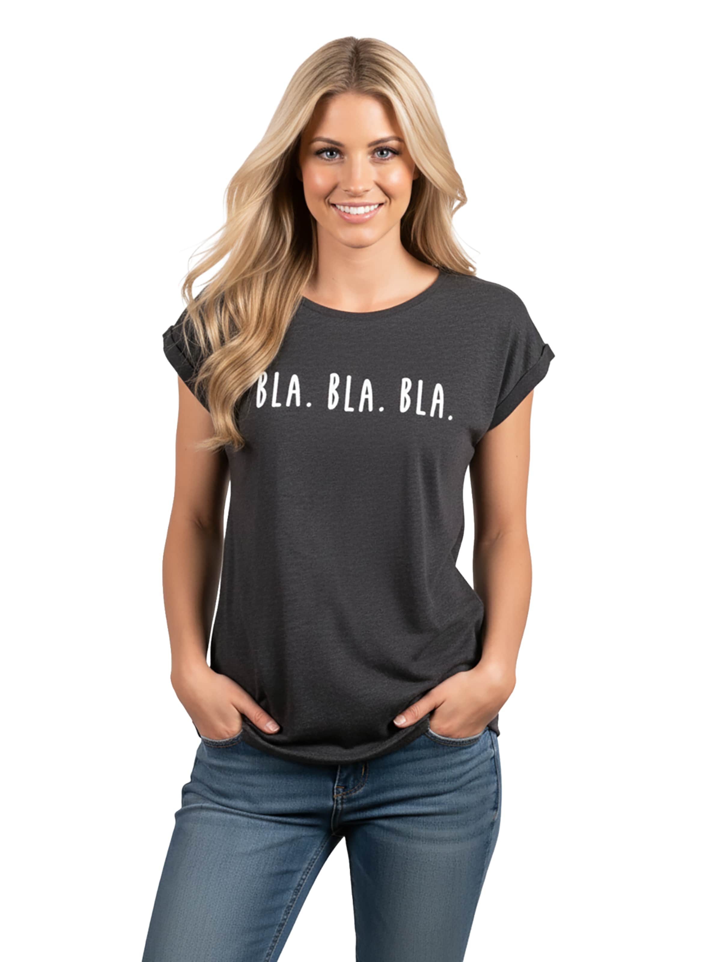 MAKAYA Shirt 'Bla Bla Bla' in Grey: front