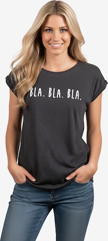 MAKAYA Shirt 'Bla Bla Bla' in Grey: front