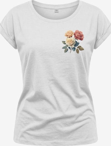 MAKAYA Shirt 'Three Roses' in White: front