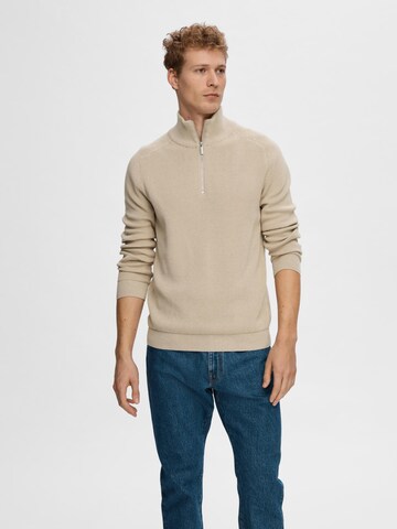 SELECTED HOMME Pullover 'Own' in Beige