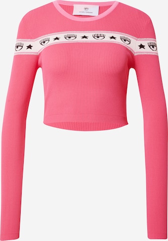 Pullover 'LOGOMANIA' di Chiara Ferragni in rosa: frontale