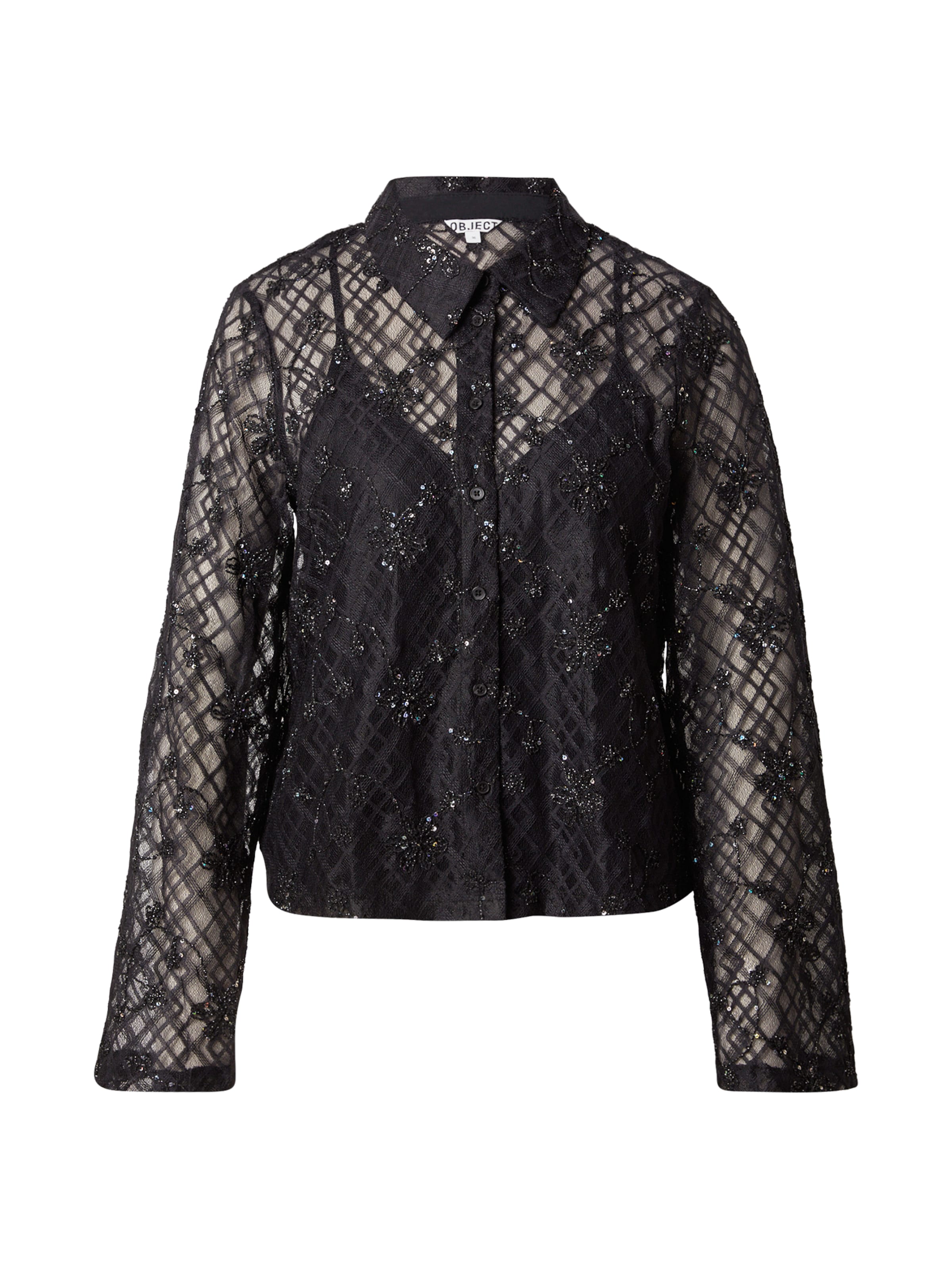 OBJECT Блуза 'OBJMICA' в черно: отпред