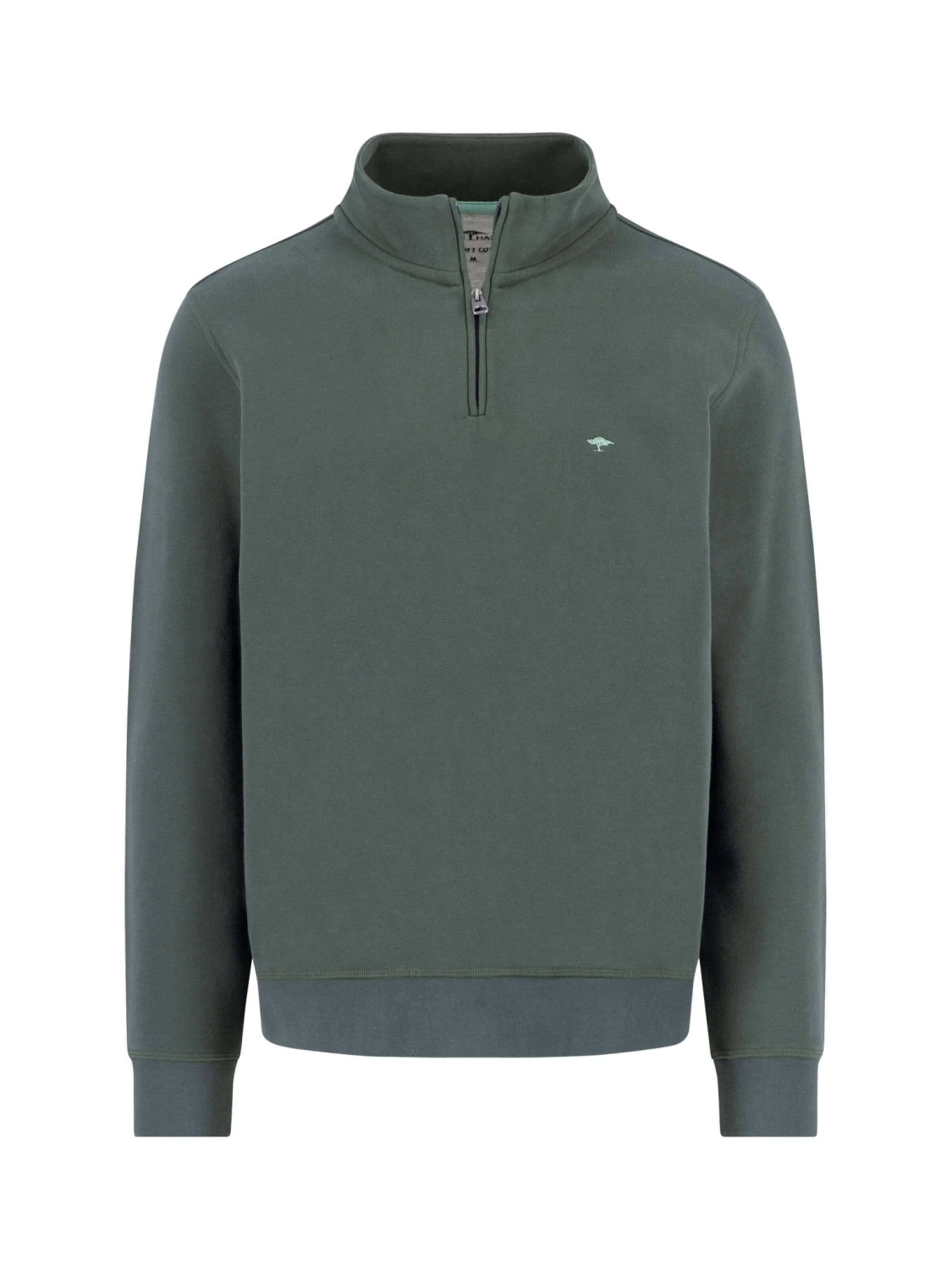 FYNCH-HATTON Pullover 'Sweat, Troyer-Zip dark ivy'‌‌‌‌‌ in Grün: Vorderseite