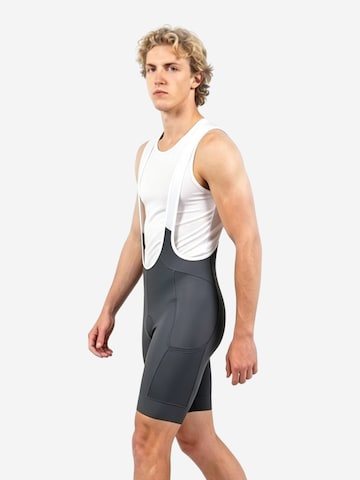 Skinny Pantalon de sport 'Wulibike Herren Radhose Bib-Shorts Grau Skin-Fit 3D-Polster 3-Taschen' WULIBIKE en gris