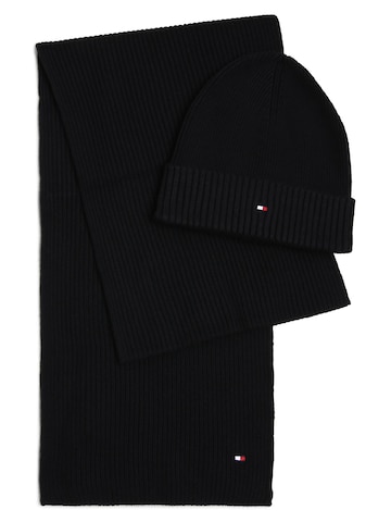 TOMMY HILFIGER Set: Mütze mit Schal in Schwarz