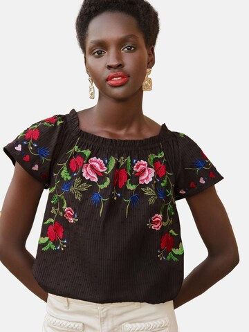 love & roses Bluse in Schwarz: Vorderseite