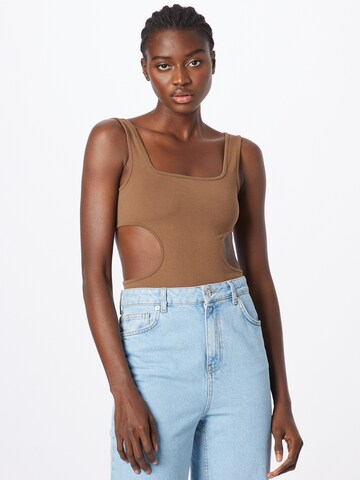 WEEKDAY Shirt bodysuit 'Liria' in Brown: front