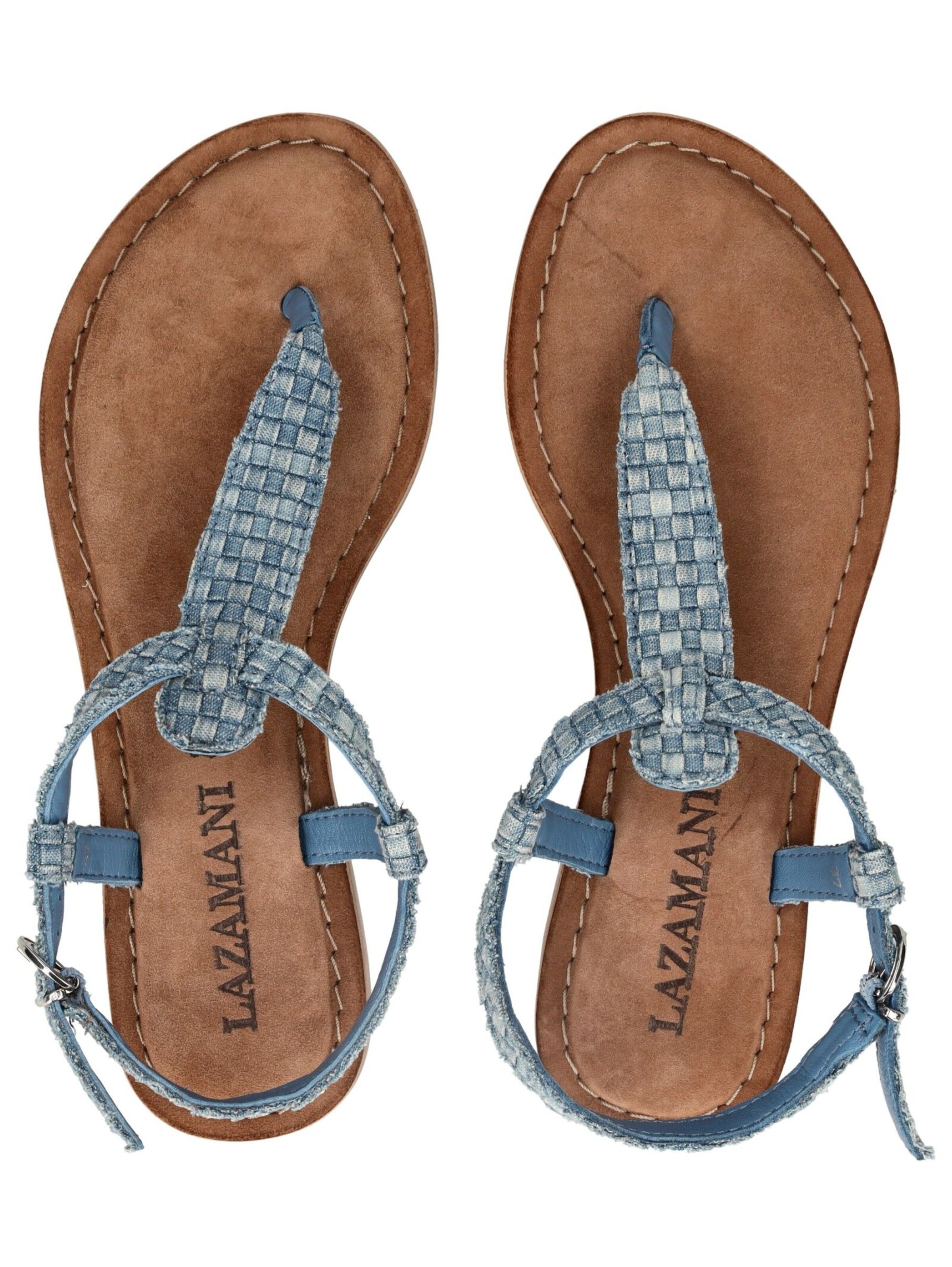 LAZAMANI T-Bar Sandals in Blue
