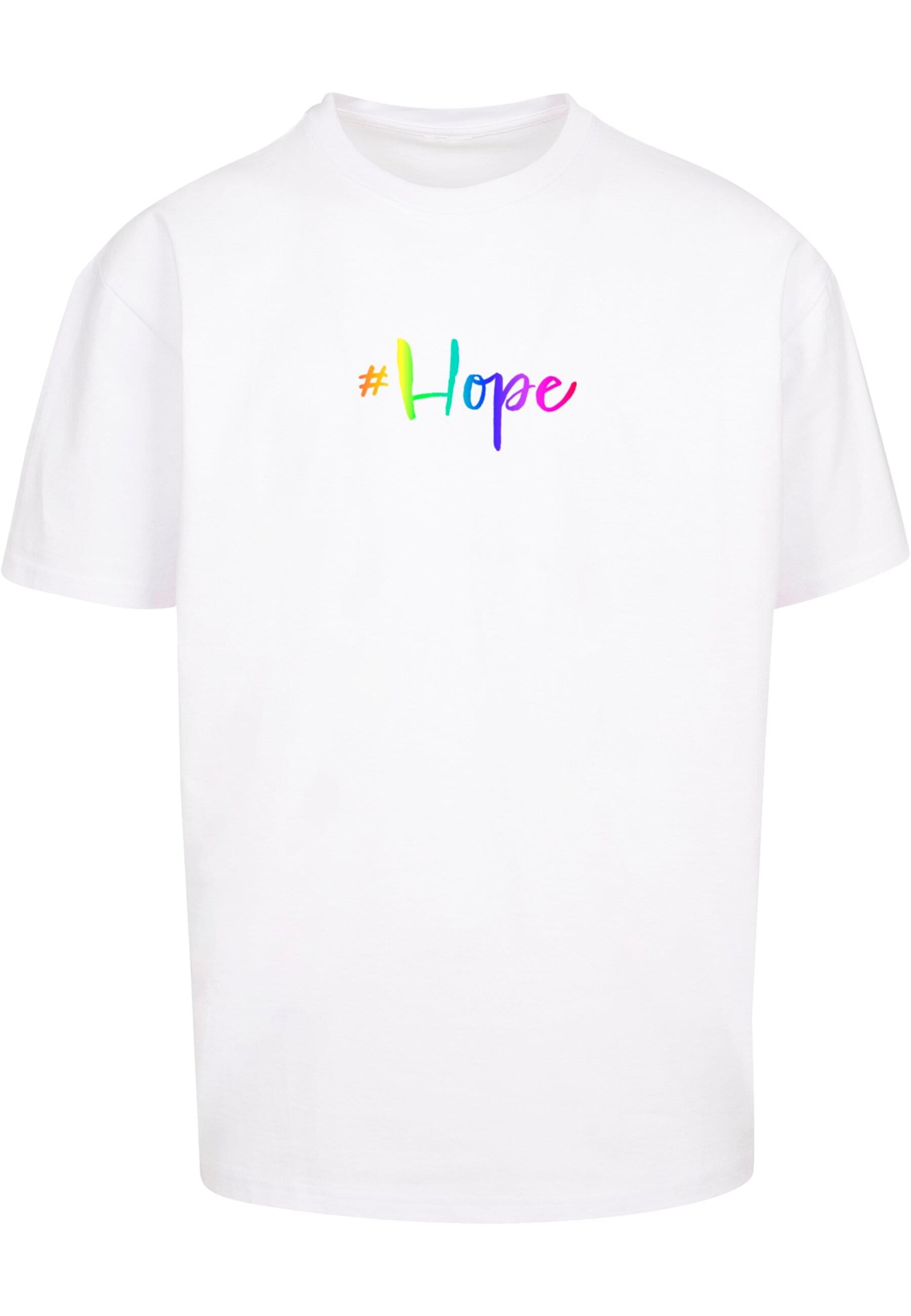 Merchcode Shirt 'Hope Rainbow' in White: front