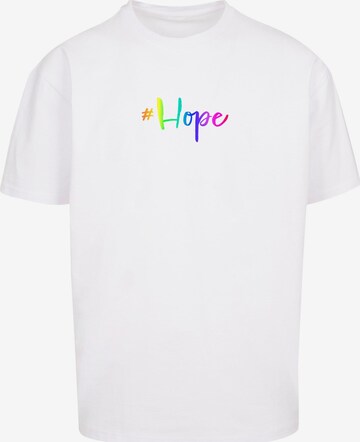 Merchcode Shirt 'Hope Rainbow' in Wit: voorkant