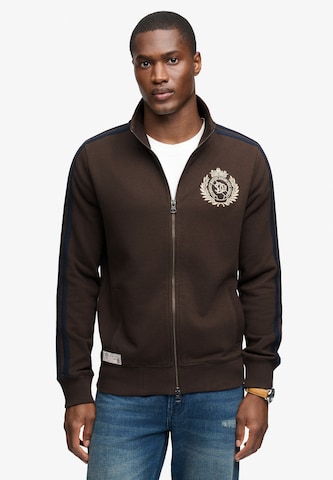 Superdry & Co Zip-Up Hoodie 'Essential' in Brown: front