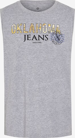 Oklahoma Jeans Tanktop ' mit Label-Print ' in Grau: predná strana