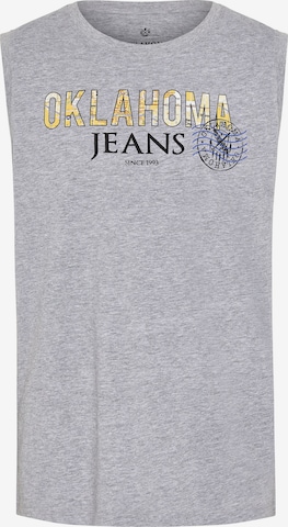 Oklahoma Jeans Tanktop ' mit Label-Print ' in Grau: predná strana