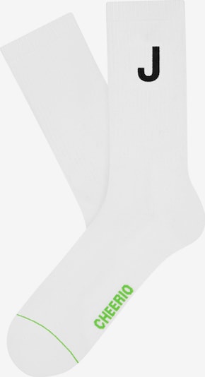 CHEERIO* Socken 'ALPHABEST J' in limette / schwarz / weiß, Produktansicht