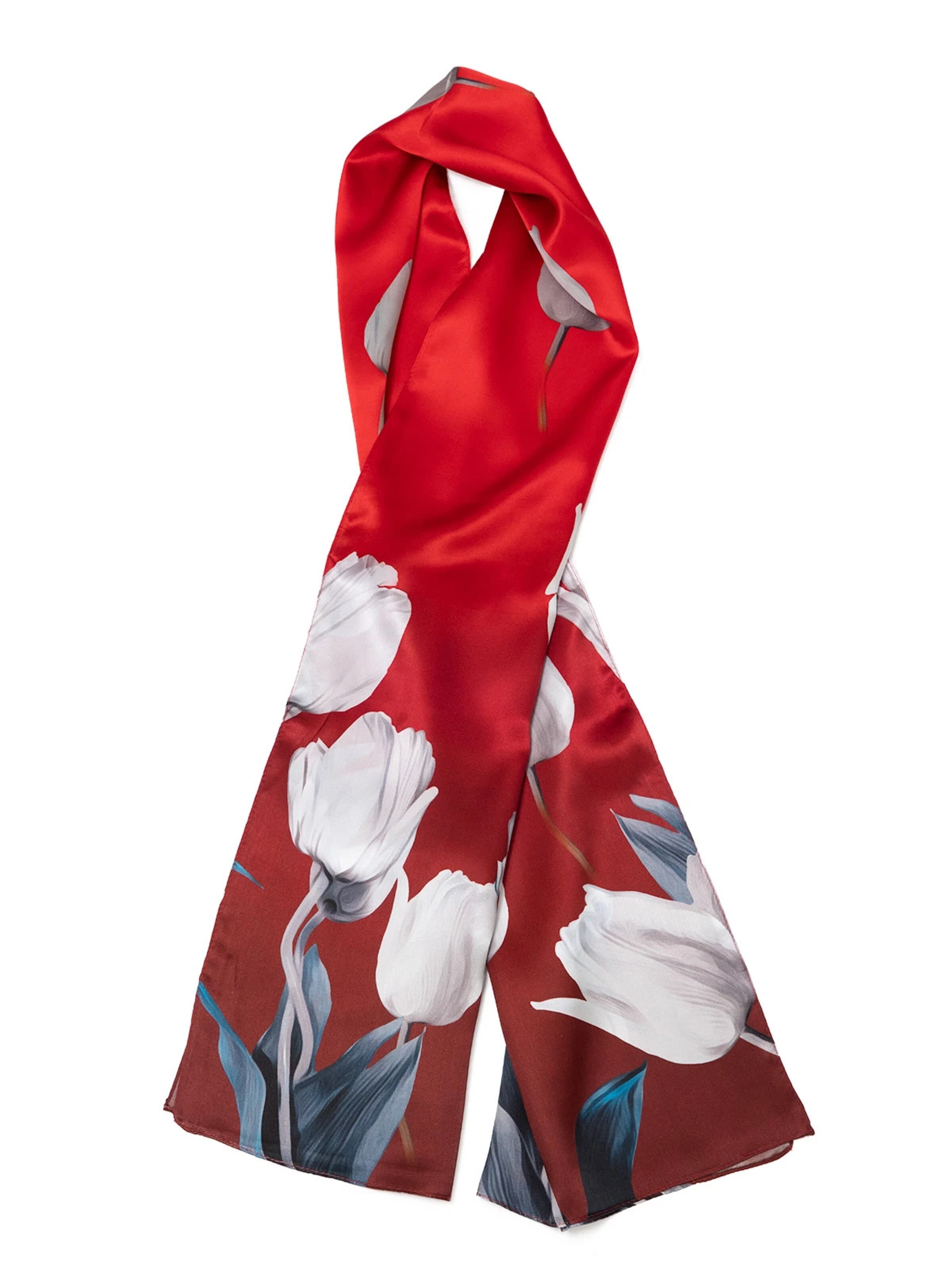 MayTree - Chal 'Seidenschal Tulpen Rot' en rojo: frente