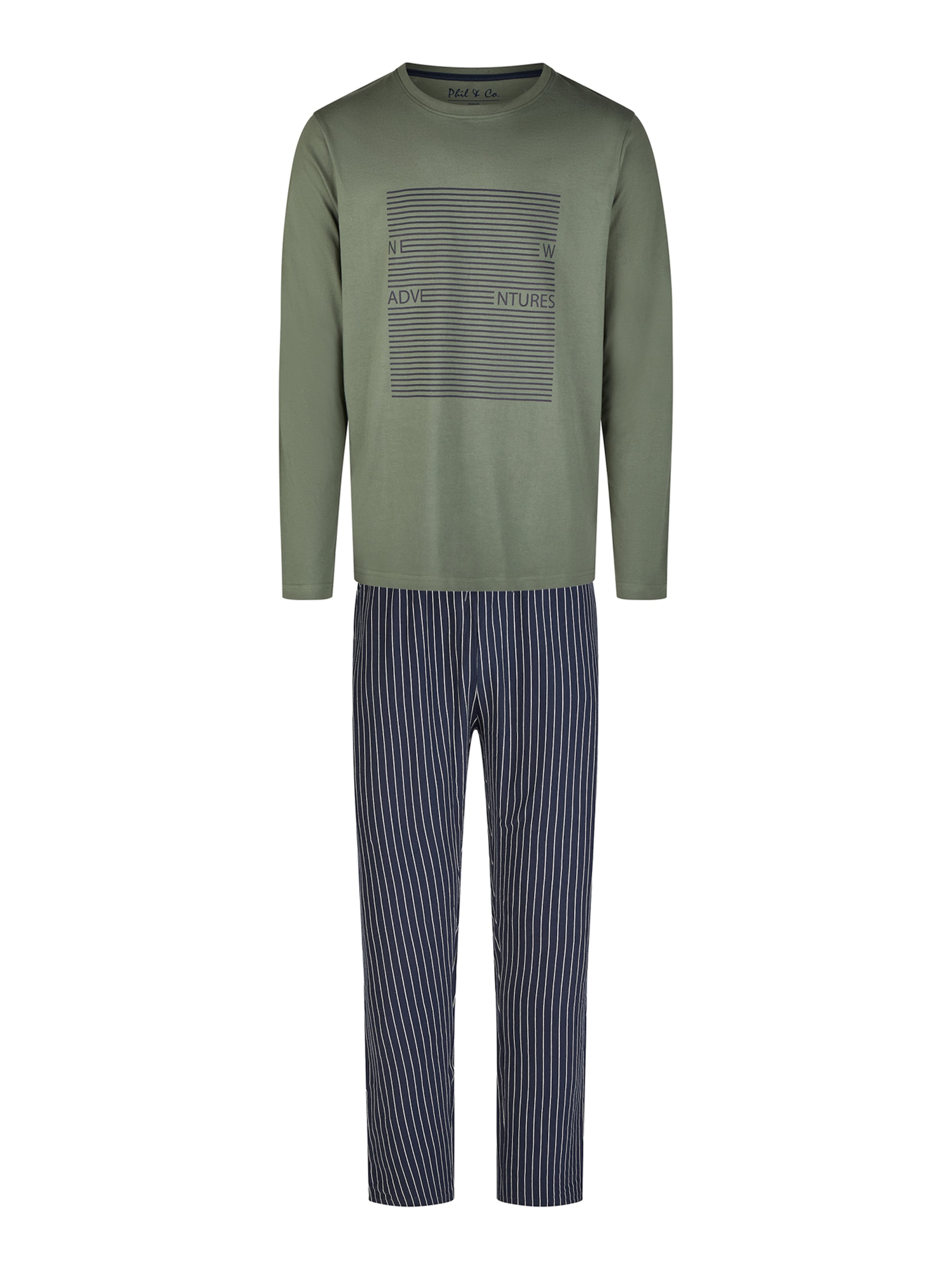 Phil & Co. Berlin Pajamas long 'Lifestyle' in Blue / Green, Item view