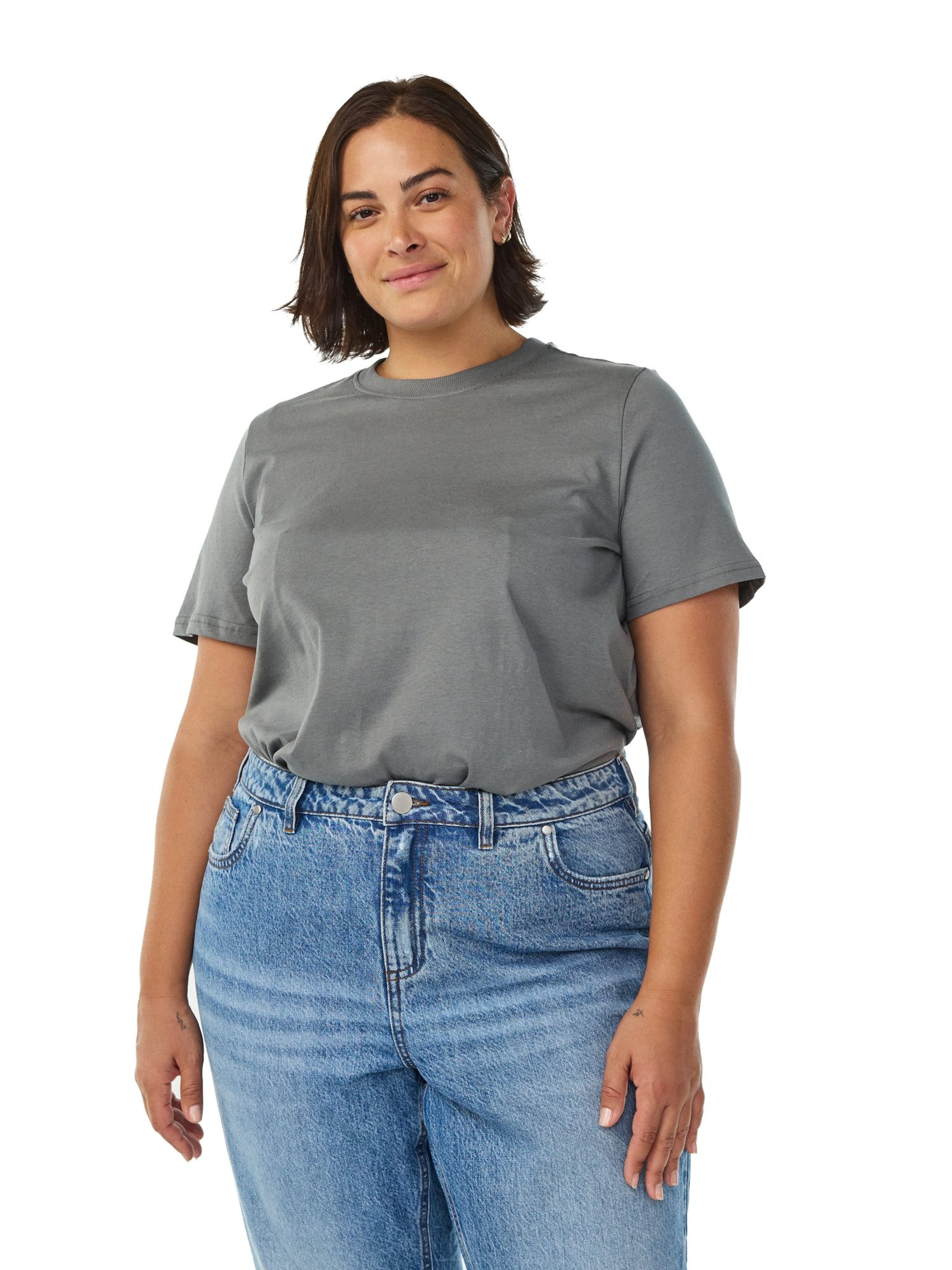 Zizzi Shirt 'Charlin' in Grey