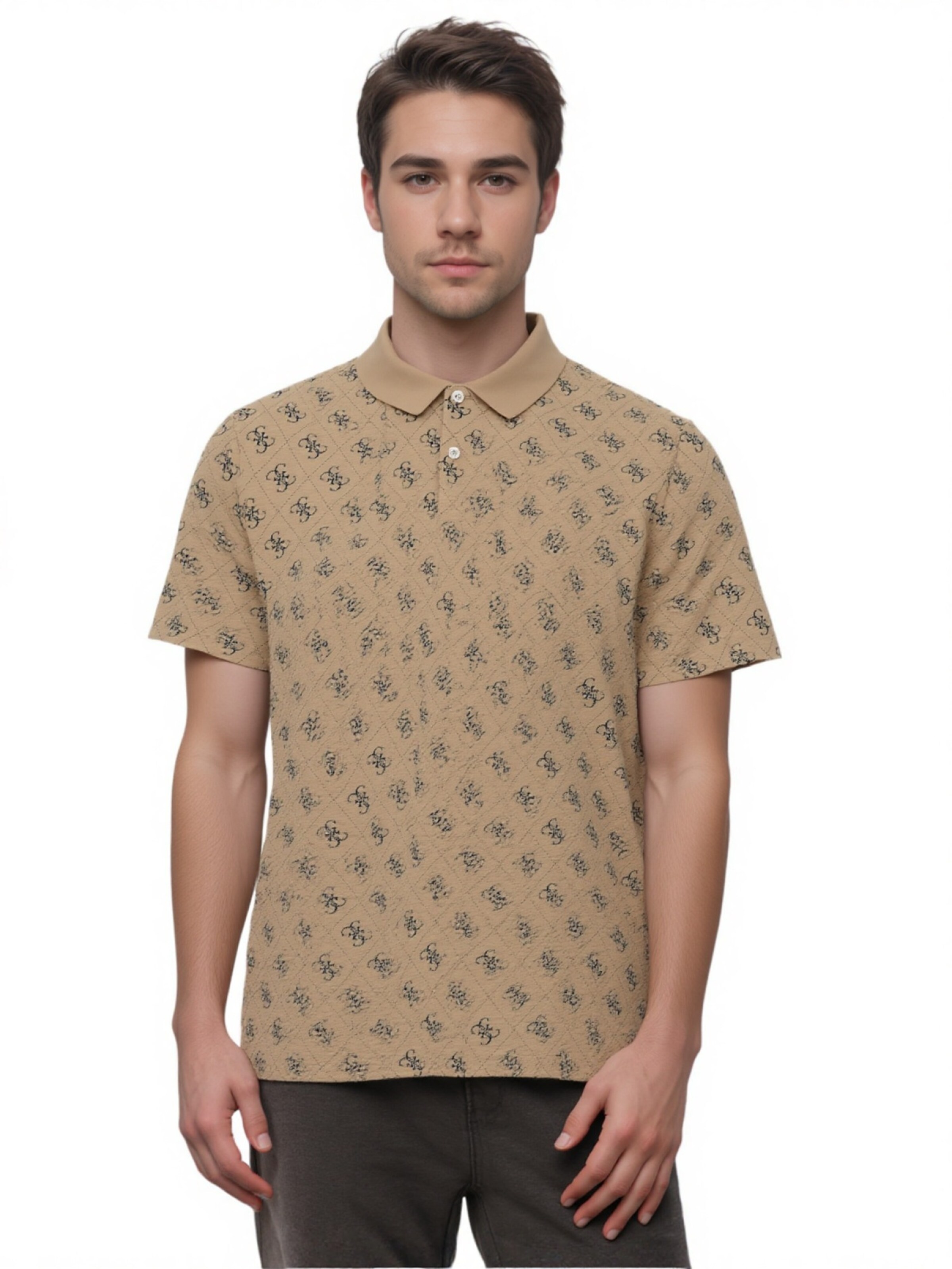 GUESS Shirt 'All Over 4G' in Purple: front