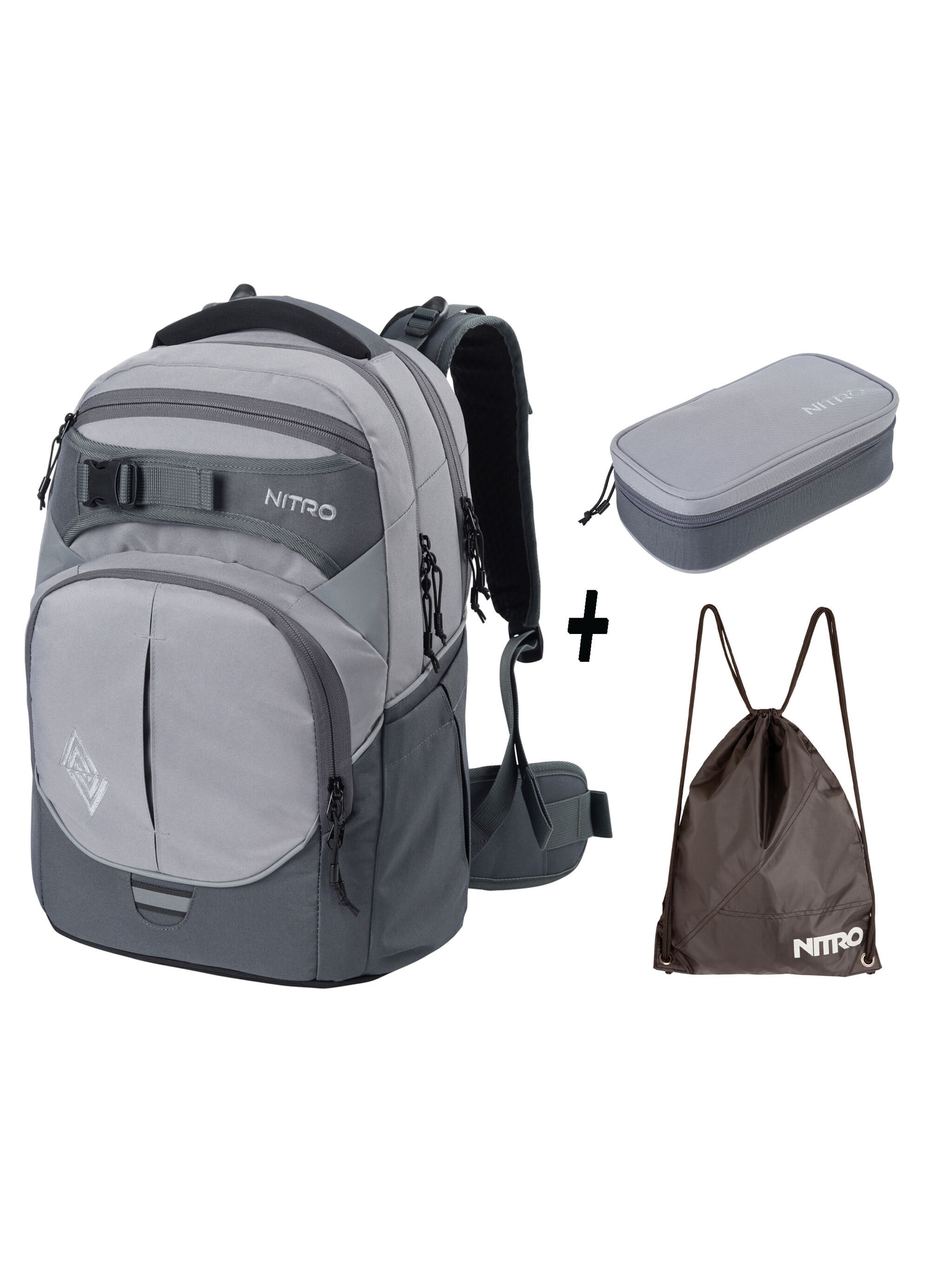 NITRO Rucksack 'Set Superhero' in Grau: Vorderseite