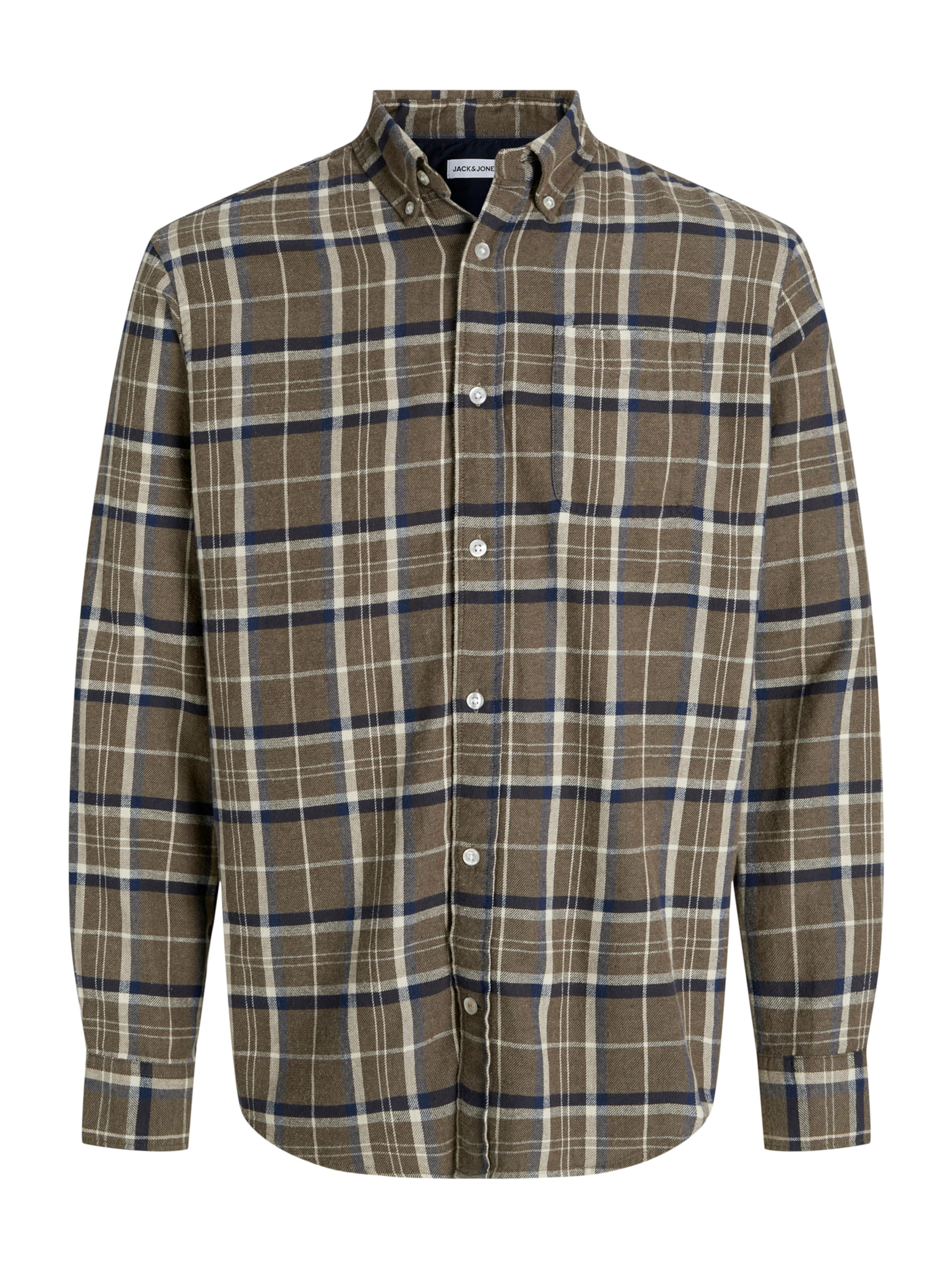 JACK & JONES Comfort fit Button Up Shirt 'JJEClassic' in Brown: front