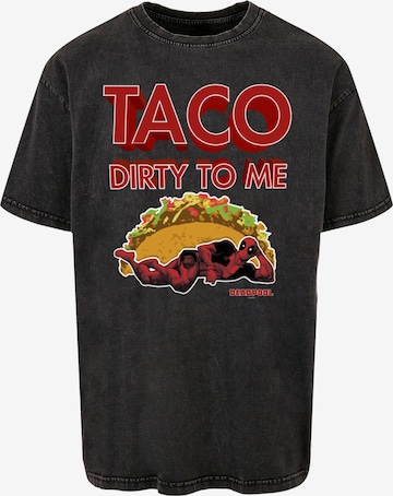 ABSOLUTE CULT Shirt 'Deadpool - Taco Dirty To Me' in Zwart: voorkant