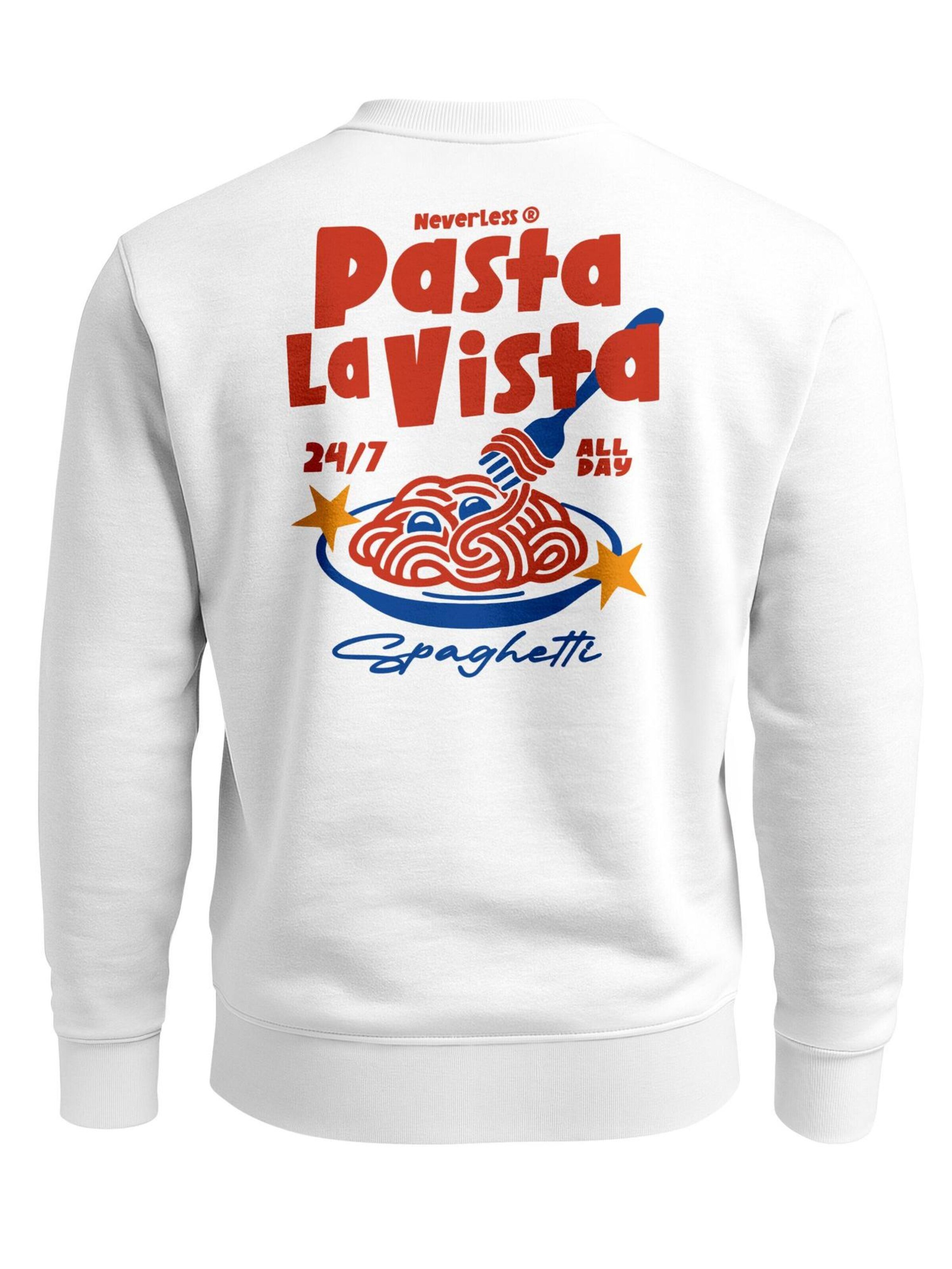 Neverless Sweatshirt 'Pasta la Vista'‌‌‌ in Weiß