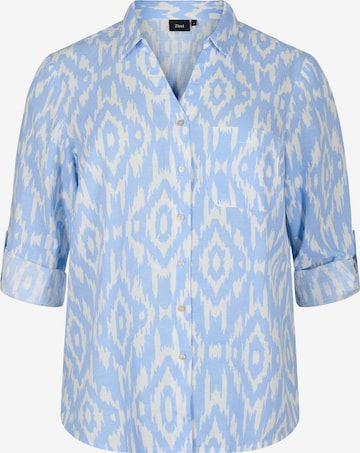 Zizzi Klederdracht blouse 'Vellie' in Blauw: voorkant