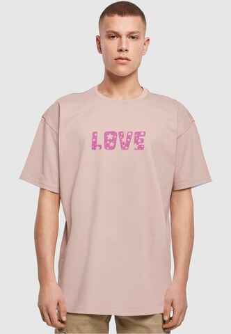 Merchcode T-Shirt 'Valentines Day - Flowers Love' in Pink: Vorderseite