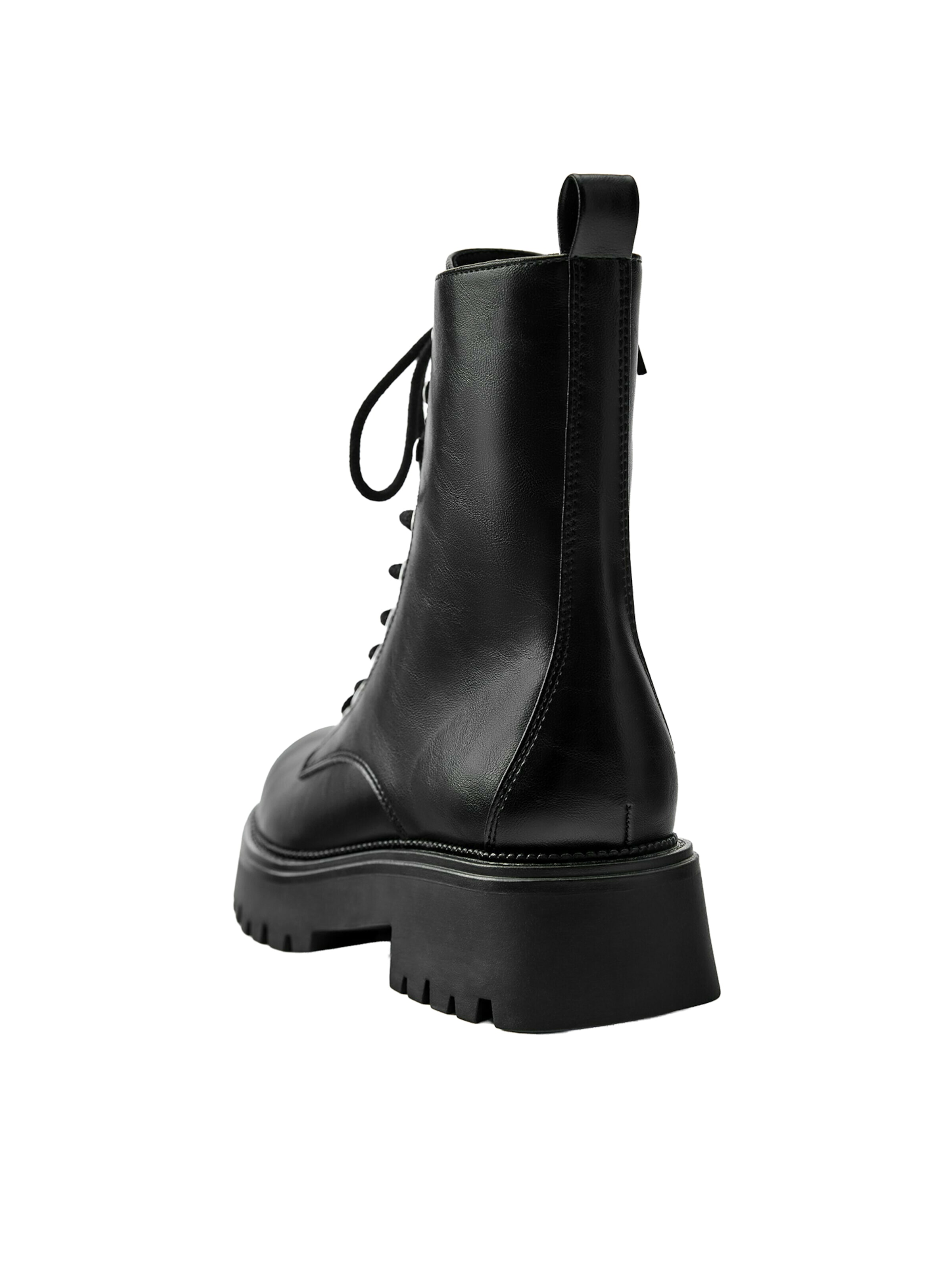 Pull&Bear Schnürstiefelette in Schwarz