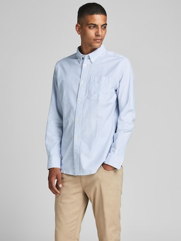 JACK & JONES Regular fit Button Up Shirt 'BROOK' in Blue: front