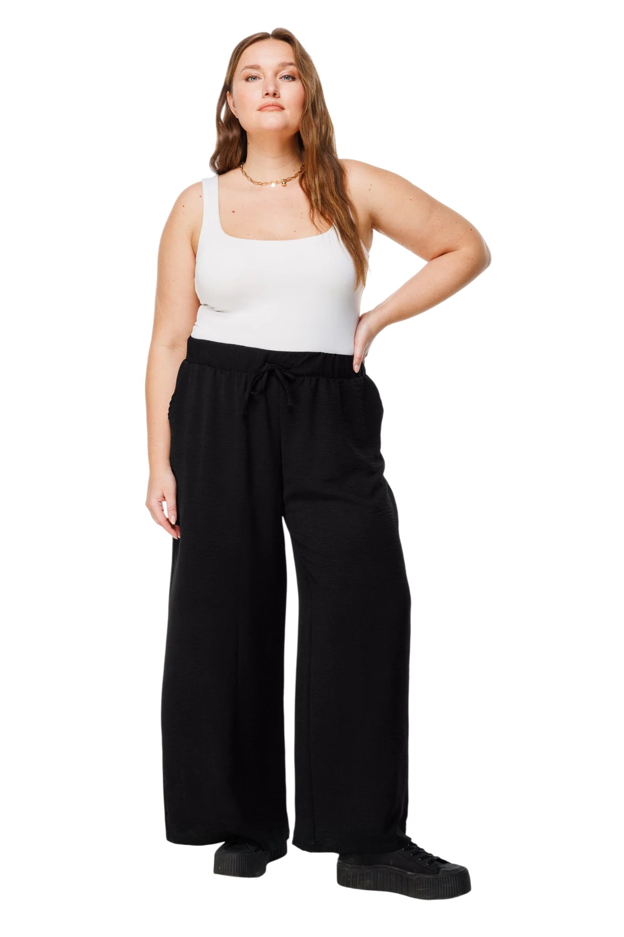 Shape Of You Wide leg Broek in Zwart