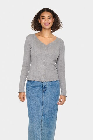 SAINT TROPEZ Knit cardigan 'Gru' in Grey: front