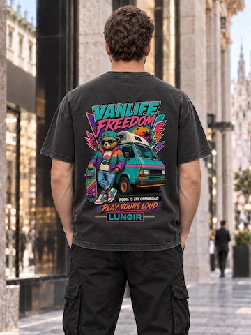 LUNØIR Studio Shirt 'Vanlife Freedom'‌‌‌‌‌‌‌‌‌‌ in Schwarz