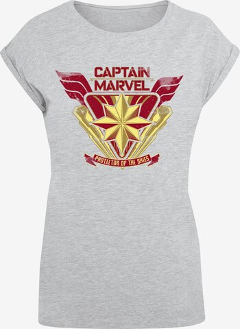 ABSOLUTE CULT Shirt 'Captain Marvel - Protector Of The Skies' in Grijs: voorkant